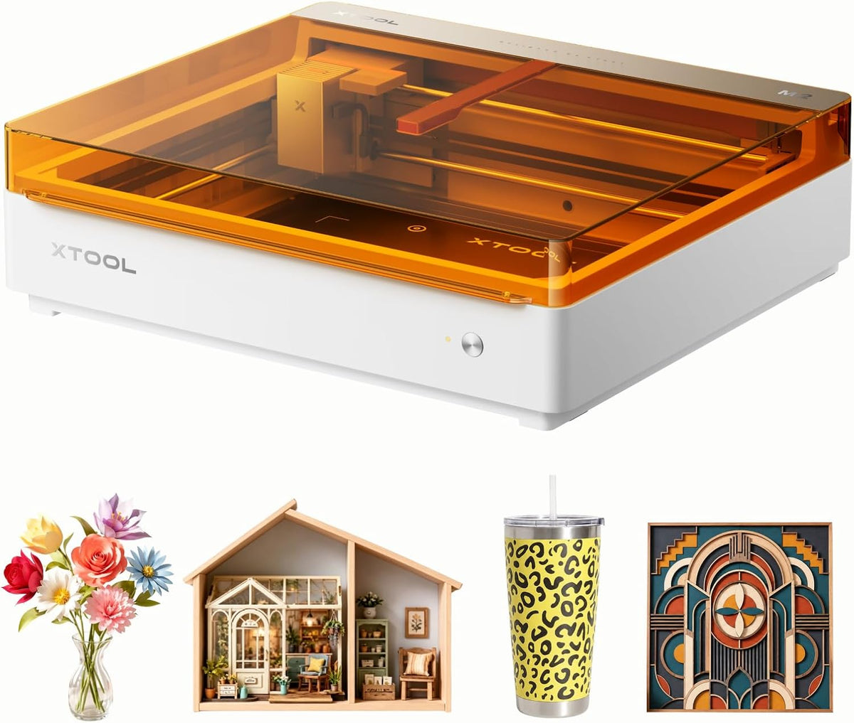 xTool Herramientas de grabado, M2 Grabadora Láser 10W con Doble Cámara Integrada, Máquina de Grabado Láser Cerrada Clase 1 per Acrílico, Madera, Cuero