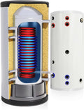 Depósitos de agua caliente de tech globe, TECHGLOBE - Acumulador de agua caliente - 2 intercambiadores de calor (1, 8 + 3, 1 m²) - acer inoxidable