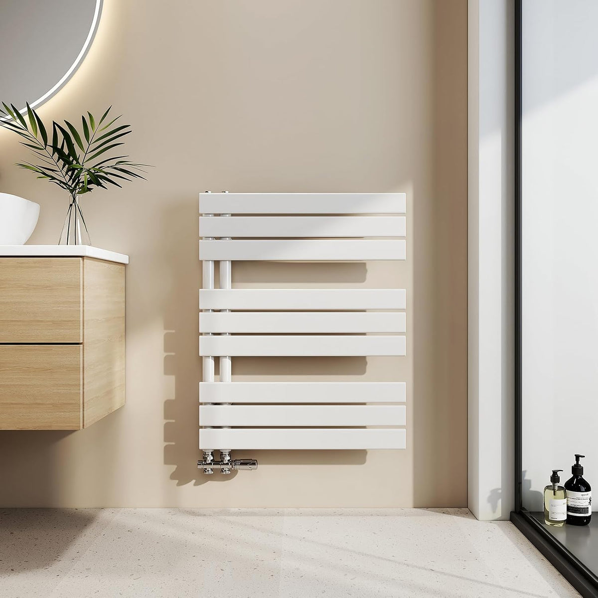 EMKE Calientatoalla, Radiador Toallero Plano 762 x 600 mm, Blanco, 479 W