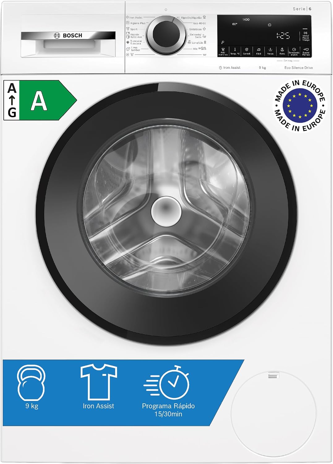 Lavadora Serie 6, 9 kg, Silenciosa, blanco, WGG244Z0ES, Bosch