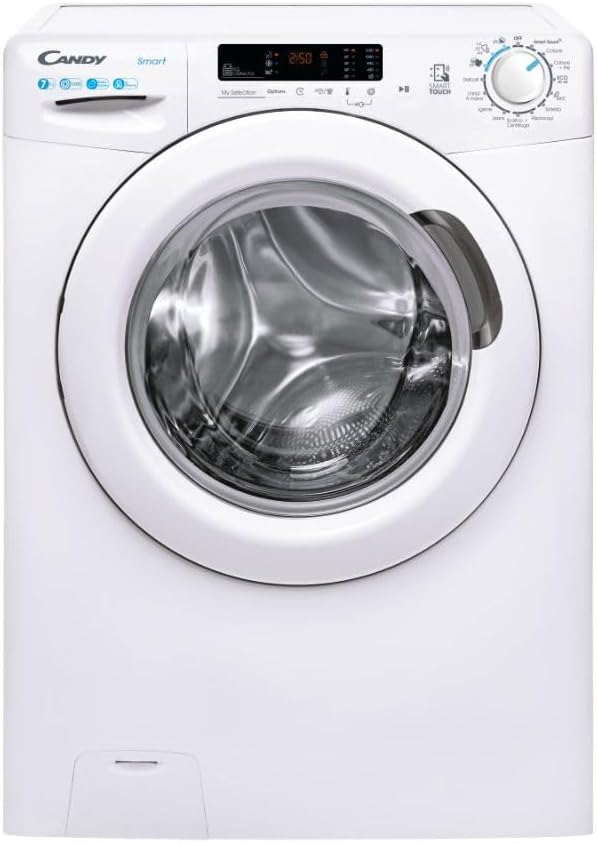 Lavadora Smart CS 1272DW3/1-11, Lavadora delgada de carga frontal, 7 kg, clase C, 1200 revoluciones, 79 dB, Inicio retrasado, 16 programas, Blanco