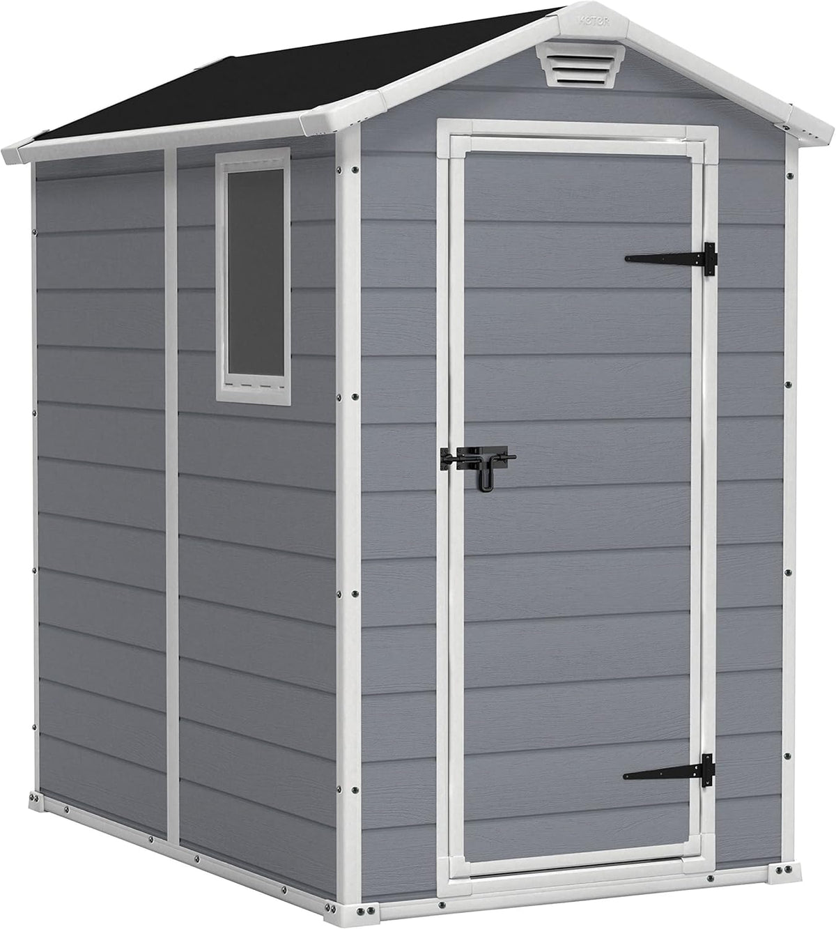 Keter Cobertizos de almacenamiento, Manor 4X6 - Caseta de jardín, 130x192x198cm y 2, 2m2, Suelo, Sistema de ventilación, Puerta y Ventana, Resistente