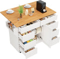 Islas de almacenamiento móvil KecDuey, Isla de cocina, mueble de cocina moderno, carrito de cocina extensible con ruedas y encimera, carrito de servir