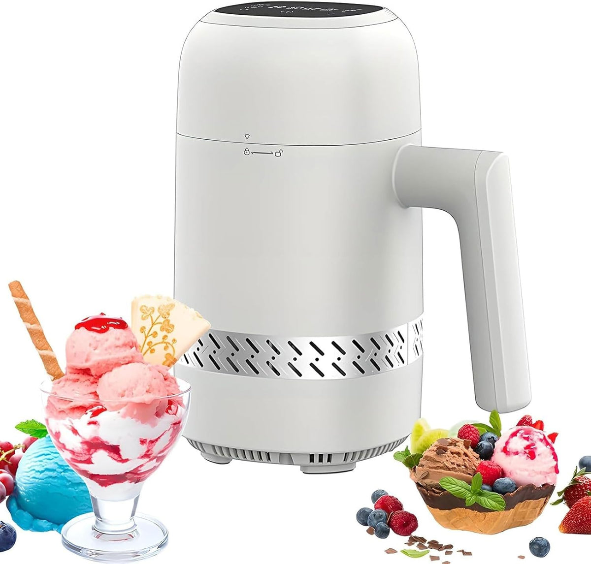 Generic Heladera, Máquina de Hielo compacta 300ml - Pantalla táctil innovadora con 6 Funciones para la creación rápida de postres de 90 min, Servicio
