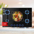 Placa de cocina de KLARSTEIN, Encimera Cocina de Gas, 5 Quemadores, Placa de Gas 11.5KW para Cocina, Cocinas de con Quemador Wok de Acero Inoxidable