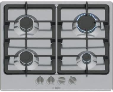 Bosch Electroménager Placa de cocina, Piano Cottura A Gas - Bosch Serie 4 - 4 Fuochi - 52 X 58, 2 X 4, 5 Cm - Pgp6b5k90 - Acciaio Inox