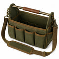 Bolsa organizadora 35 x 18 x 25 cm de lona verde con bandolera ajustable para herramientas estilo utilitario