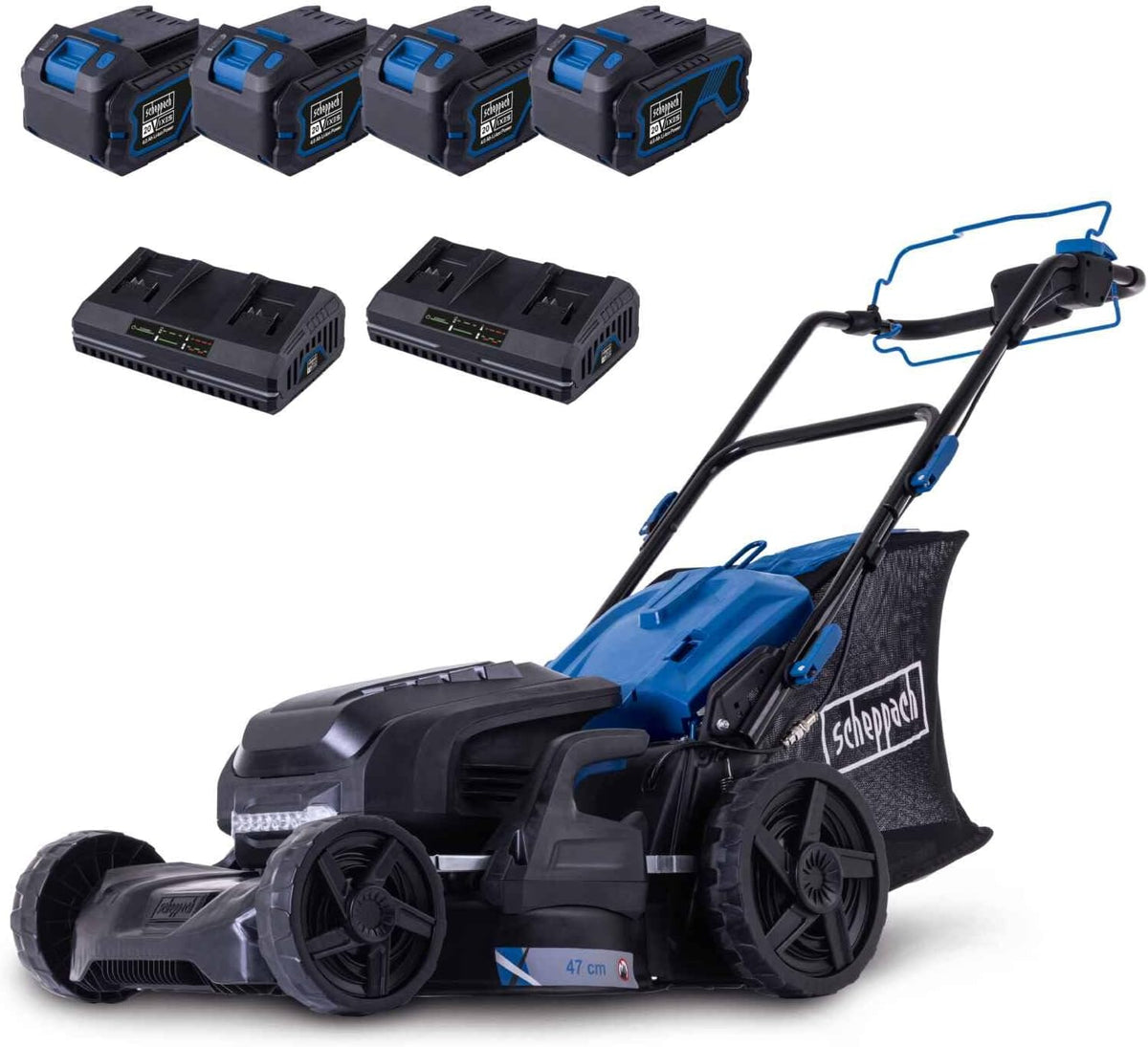 BC-MP470-X de Scheppach, cortacéspedes rotativo, Cortacésped inalámbrico Brushless