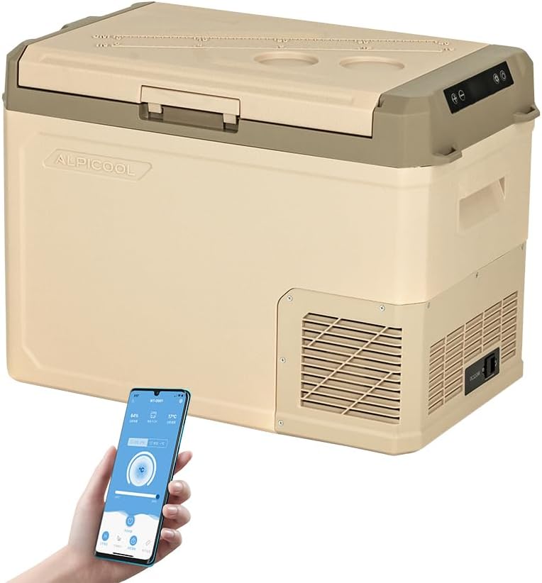 Alpicool GE40 Nevera portátil, 37L Nevera Portátil Eléctrica Refrigerador de Coche 12V 24V Mini frigorífico CA 220v para Hogar, Camping, Viajes