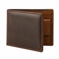 Cartera plegable de cuero 12 x 9.5 x 2 cm marrón oscuro - diseño compacto para tarjetas y billetes
