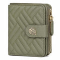Cartera 12 x 10 x 3 cm de piel sintética verde acolchada con cremallera