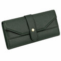 Cartera larga 19 x 10 x 3 cm de material sintético verde - plegable con broche