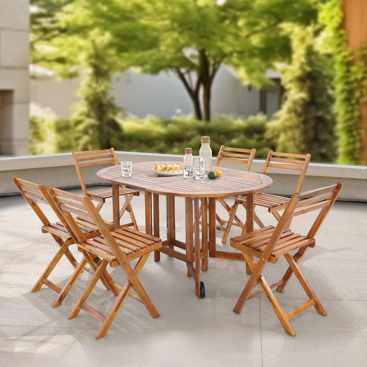 Juegos de conversación de [en.casa], Muebles de Terraza con 1 Mesa de Comedor 6 Sillas Plegables Conjunto de Muebles de Jardin Exterior 7 Piezas con