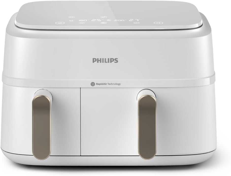 NA353 de PHILIPS, freidora de aire, Aire Serie 3000, Doble Cesta 9L, 8-en-1, Sincronización Automática, 90% Menos Grasa, Tecnología Rapid Air, Apta