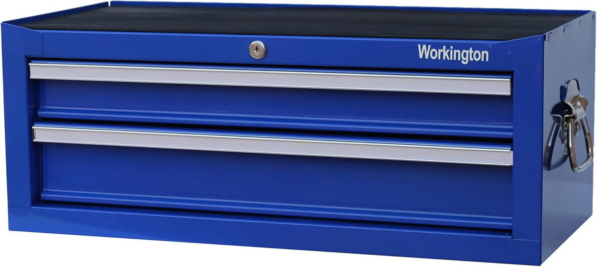 Cajonera Workington, Caja intermedia de metal portátil industrial de 2 cajones, armario de herramientas medio de 26 pulgadas con deslizadores de cajón