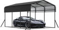 Cochera Garaje de metal para campaña, toldo de alto rendimiento con base reforzada, techo de acero y marco de metal, para exteriores, para coches