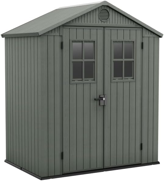 Cobertizos de almacenamiento Keter, Caseta Jardin Exterior Resina Darwin 6x4, 2, 2m2, Efecto Madera, Ventana