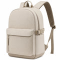 Mochila rectangular 30 x 15 x 42 cm de tejido sintético beige con compartimentos y correas acolchadas