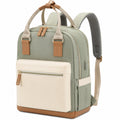 Mochila rectangular 40 x 30 x 18 cm de tejido verde y beige con bolsillos y asas