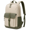 Mochila 30 x 16 x 42 cm de tejido sintético beige y verde con bolsillos para uso diario