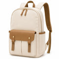 Mochila 30 x 14 x 40 cm de tejido beige con detalles marrones para uso diario
