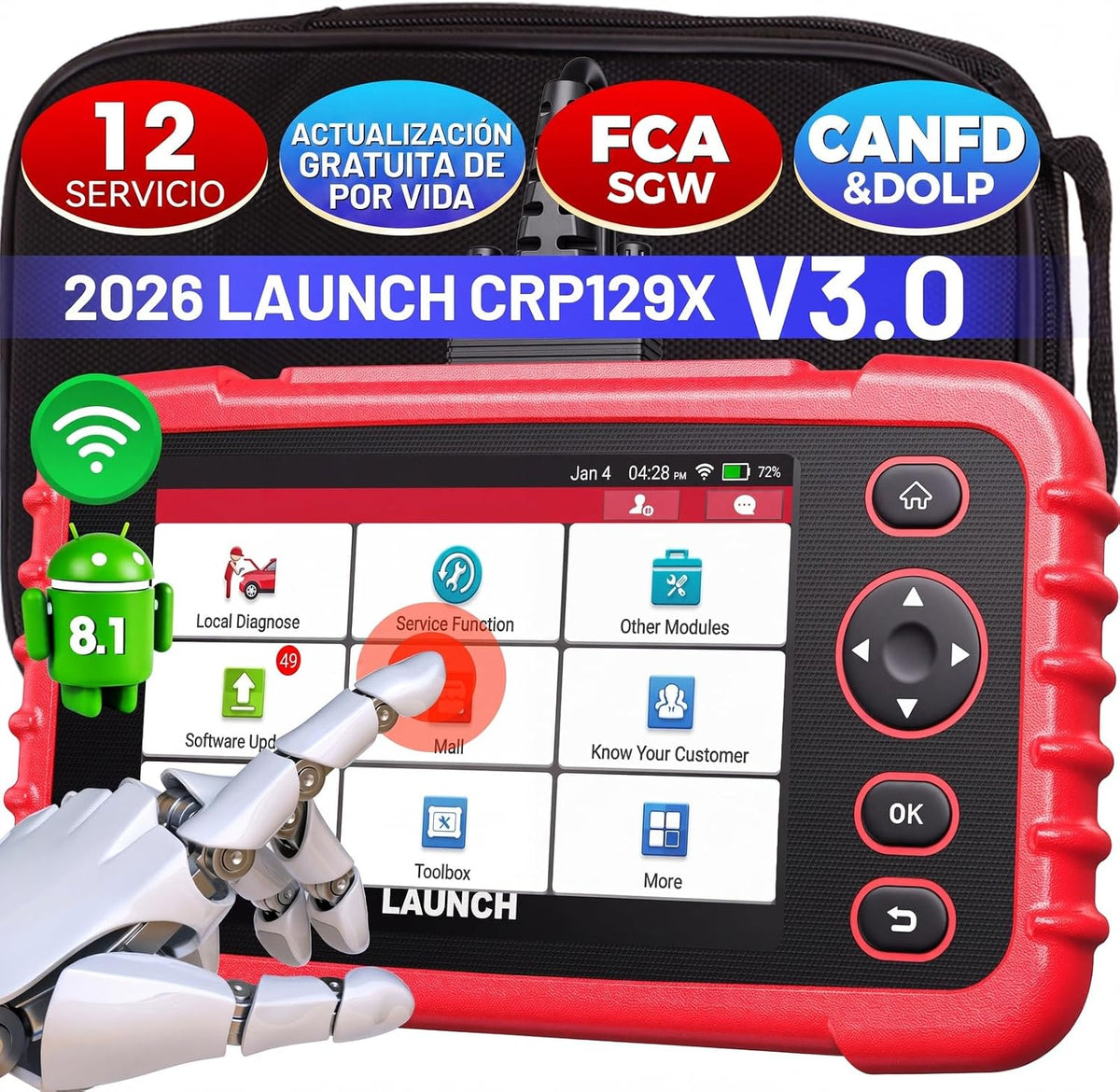 Sistemas de diagnóstico del motor (OBD-II) CRP129X V3.0 64G OBD2 Valise Diagnostic Auto 12 Funciones, LAUNCH
