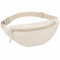 Riñonera 30 x 8 x 15 cm de tejido sintético beige con cremallera y correa ajustable
