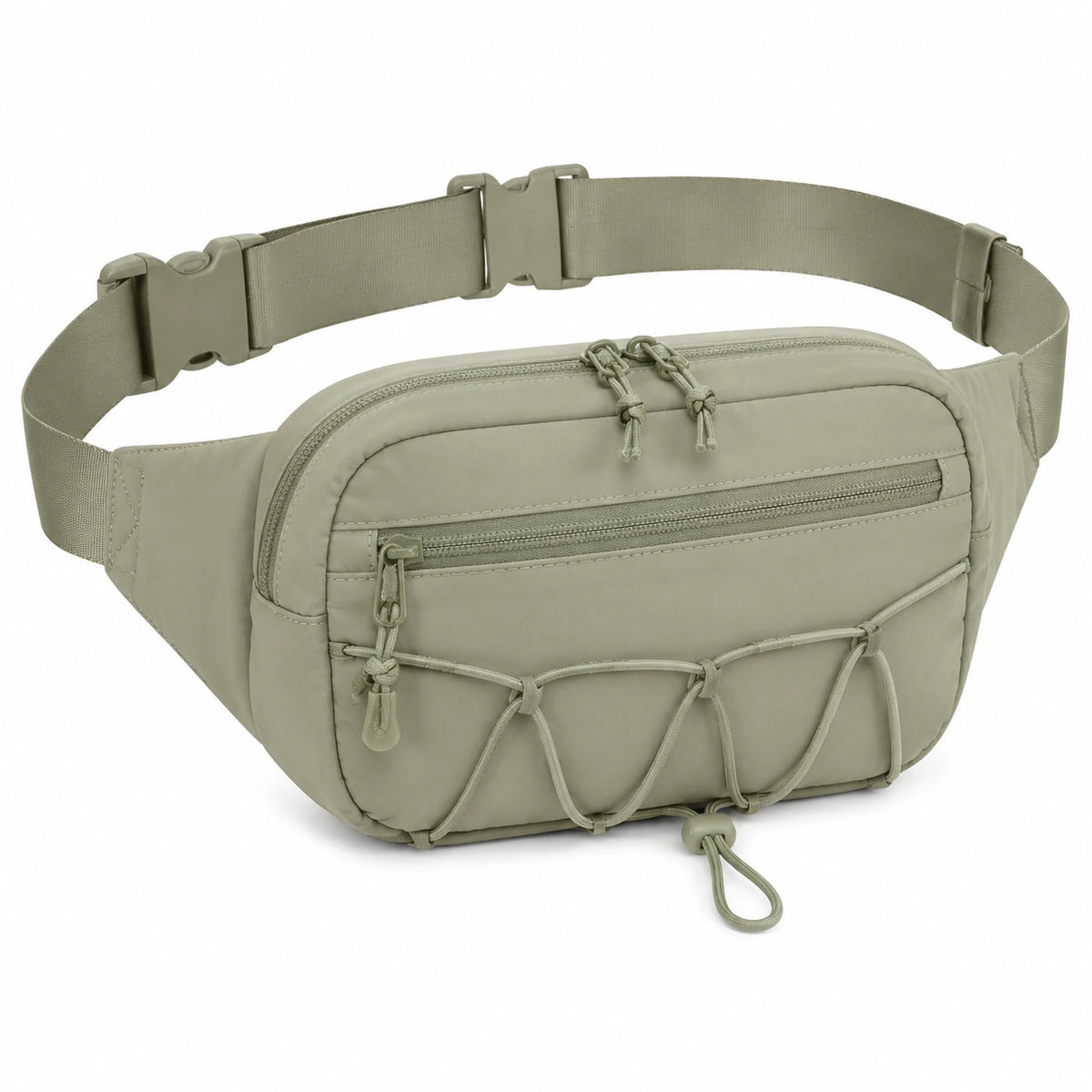 Riñonera 30 x 15 x 8 cm de poliéster verde caqui para uso diario estilo utilitario