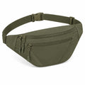 Riñonera 35 x 15 x 7 cm de poliéster verde oliva con bolsillos con cremallera para uso diario