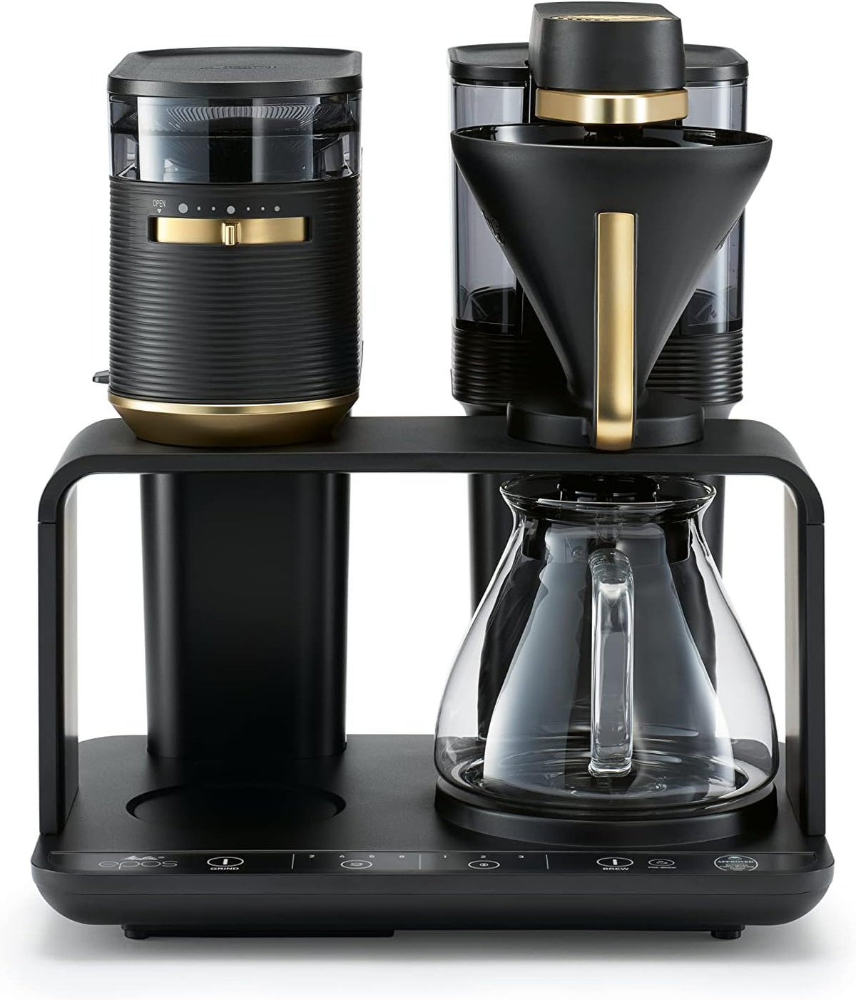 Melitta Momentum Cafetera automática, Máquina de café lento con molino integrado Melitta EPOS: sistema de preparación único y diseño innovador, negro