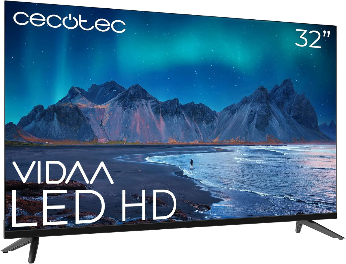 Smart TV Cecotec, Televisor LED - 32 Pulgadas - Resolución HD A5 Series ALH50032. Smart TV VIDAA, Sistema Dolby Audio, WiFi, Salida de Auriculares