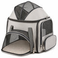 Mochila transportín para mascotas 42 x 32 x 42 cm de poliéster gris con malla plegable