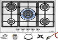Placa de cocina Phönix PS-901T - Cocina de gas de acero inoxidable, 90 cm, cocina de gas de 5 llamas, autosuficiente, Phönix Germany