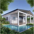 Casas de verano Generic, Casa contenedor prefabricada con diseño flexible para la vida en el patio