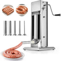 VEVOR Picadoras de carne, Embutidora Manual de Salchichas de 5 L, Máquina de Llenado Vertical de Carne con 2 Velocidades de Rápida/Lenta, Acero