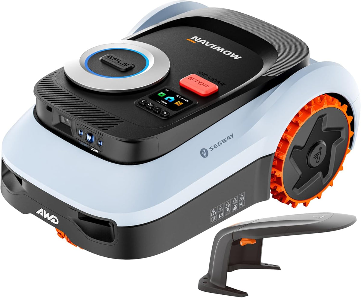 Robots cortacésped Segway Navimow i210 LiDAR Pro Robot cortacésped con Garage M, LiDAR + Visión + Red RTK, Xero-Turn AWD, mapeo automático, Tracción