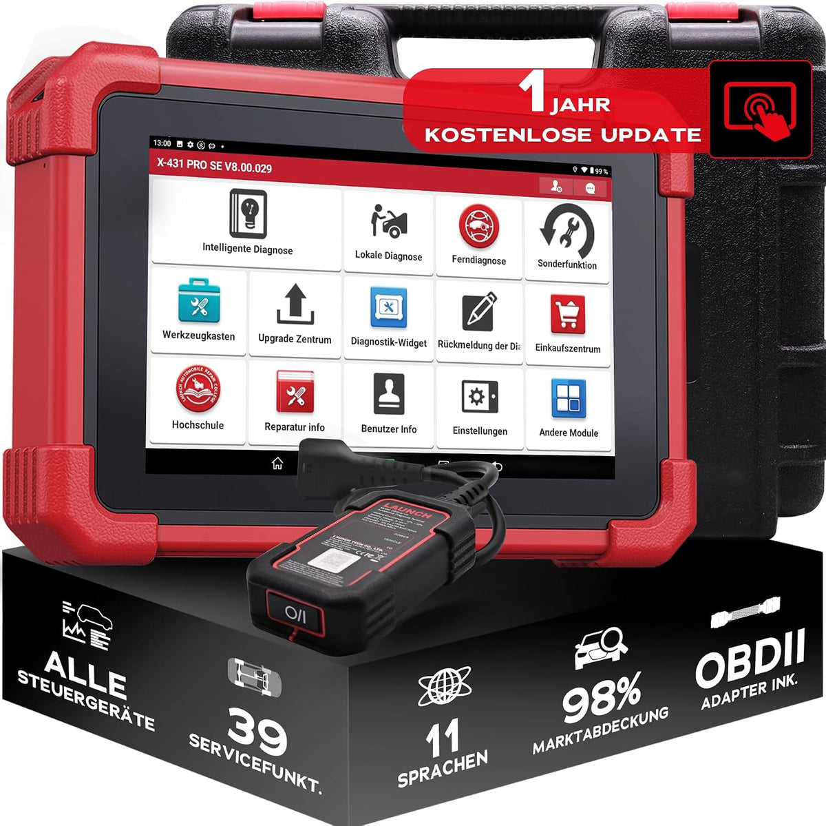 Sistemas de diagnóstico del motor (OBD-II) LAUNCH, X-431 Pro SE Diagnóstico OBD2, Lectura de Fallos Todos los Sistemas