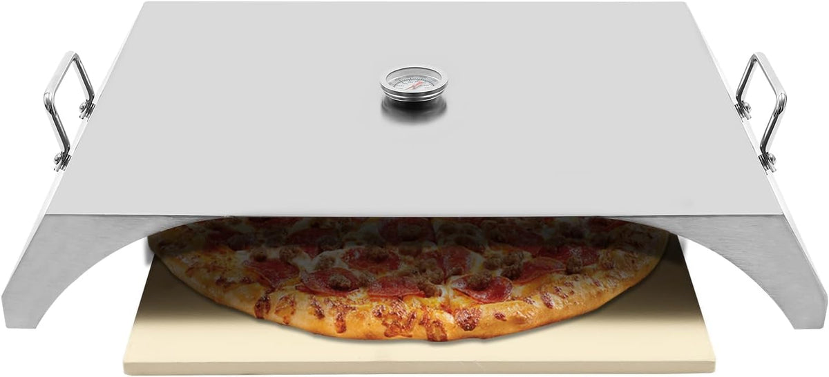 Generic Horno de pizza exterior, pizza portátil de acero inoxidable de 12 pulgadas con termómetro y pelador, kit de horno de barbacoa al aire libre