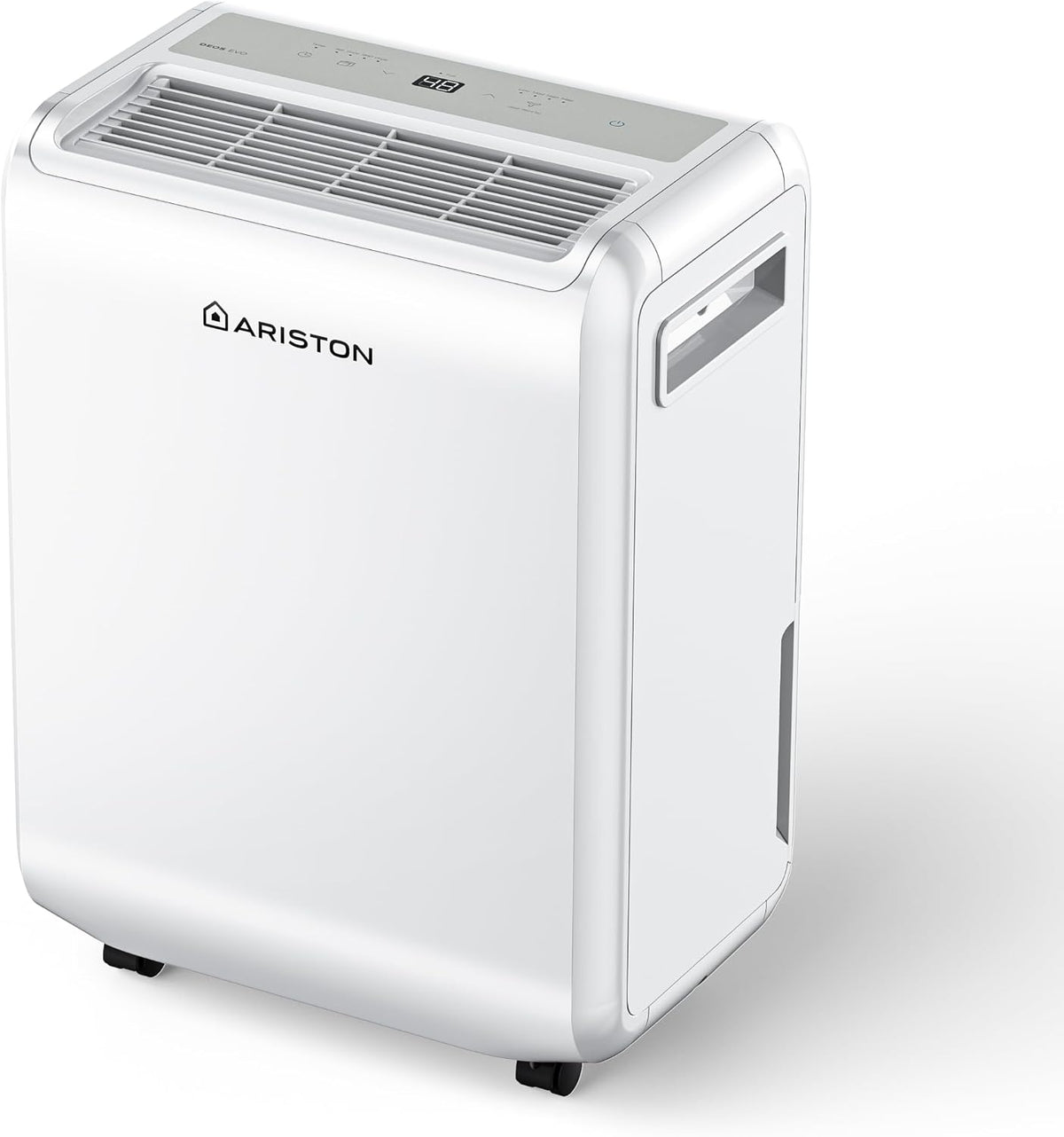 Ariston Deshumidificador, DEOS 10 EVO - Deshumidificador portátil de 10 l/24 horas, con ruedas, baño y habitaciones de hasta 30 m², pequeño absorbente