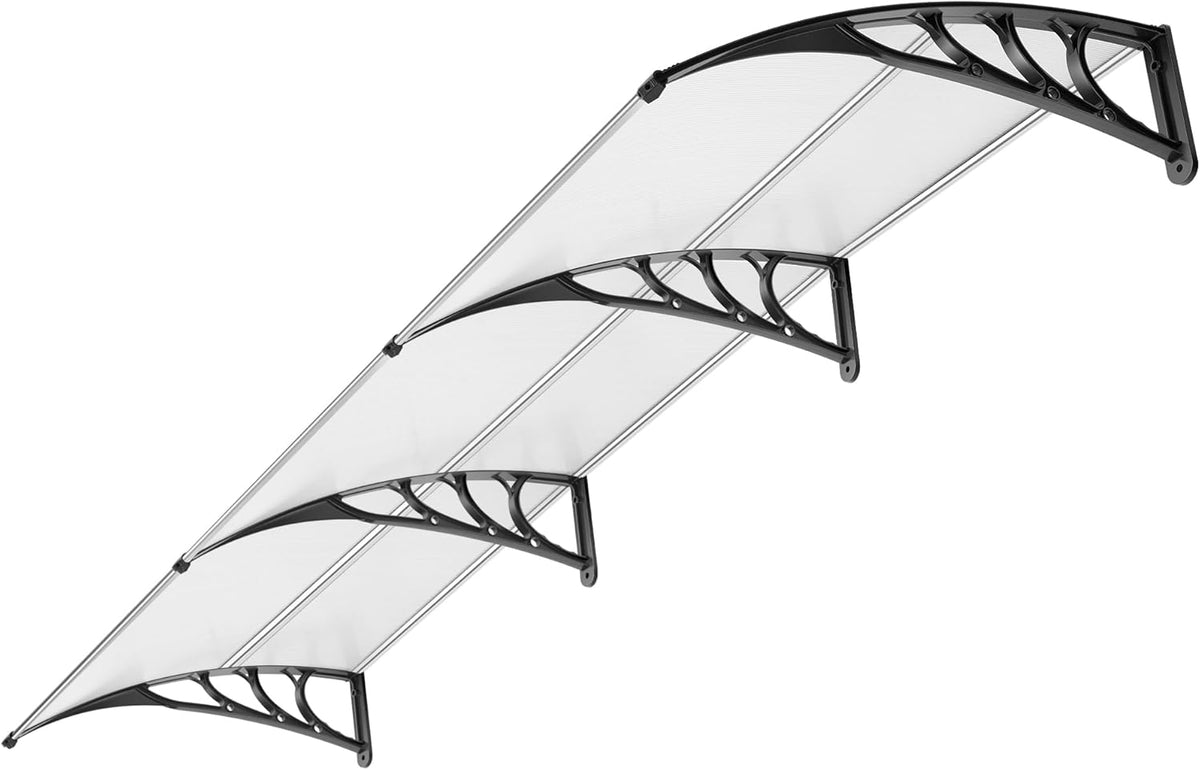 Toldo VIVOHOME, Marquesina Exterior 100 x 300 cm para Puertas y Ventanas, Toldo de Policarbonato Transparente con Soportes, Tejadillo de Protección