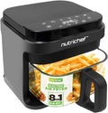 Freidora de aire Nutrichef, Airfryer, horno digital sin aceite con cesta o tazón transparente, control preciso de tiempo y temperatura, perfecto para
