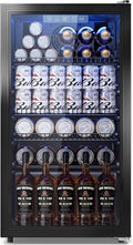 Mini frigorífico Tehanld, Nevera para bebidas, mini refrigerador de 130 latas con puerta de vidrio, refrigerador de bebidas, enfriador de cerveza para