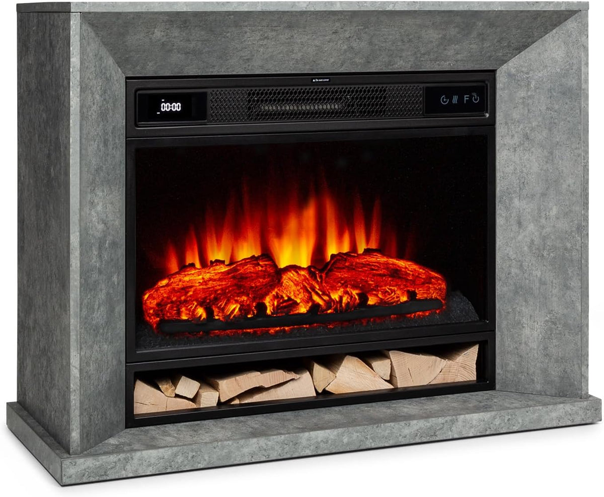 Chimenea eléctrica Crater Lake Chimenea eléctrica 1900 W, Fuego eléctrico con tecnología LED, Mando a Distancia, termostato, Chimenea eléctrica