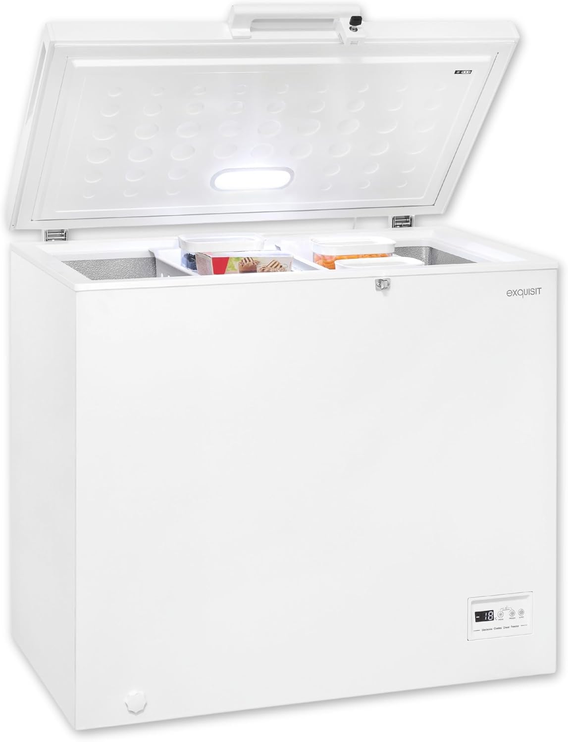 Exquisit Congelador horizontal, Congelador, función de refrigeración, 2 en 1, 198 litros, cerradura de la puerta, congelación de 4 estrellas
