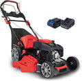 MS225-56E de Scheppach, recortadoras de cable, Cortacésped de gasolina autopropulsado, 224 cc 6 HP, corte de 56 cm, altura de 25-75 mm, bolsa de 65 L