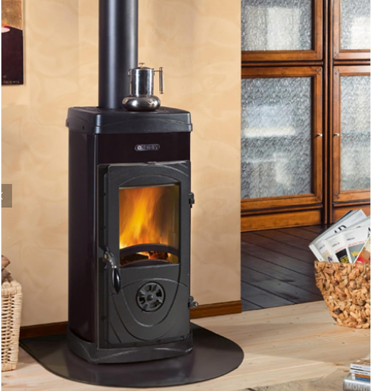 La Nordica Hornos chimenea, Nordica Estufa de leña, panorámica, negra