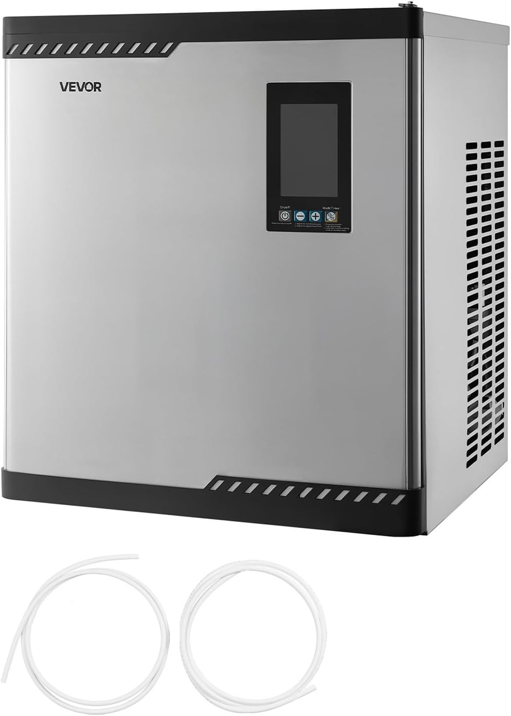 Máquinas para hacer hielo de VEVOR, Máquina para Fabricar Hielo 136 kg/día Máquina de Hielo de Acero Inoxidable 500 mm Autolimpiante Programada