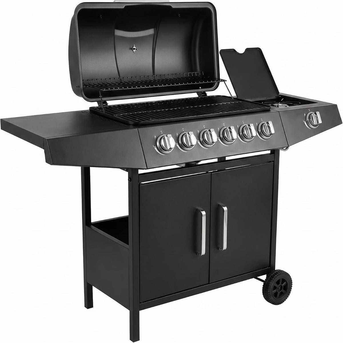 BROILUCK Parrillas de propano, Barbacoa de gas compacta con 6+1 quemadores