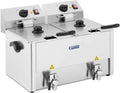 Freidora doble de acero inoxidable (capacidad 2 x 13 L, 2 x 3250 W, 230 V, termostato E.G.O. con grifo, incluye 2 cestas con tapa), Royal Catering