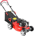 Caskunbsy Cortacéspedes rotativo, Cortacésped de gasolina con accionamiento a rueda, motor de 5 CV de 4 tiempos, ancho de corte de 51 cm, cesta